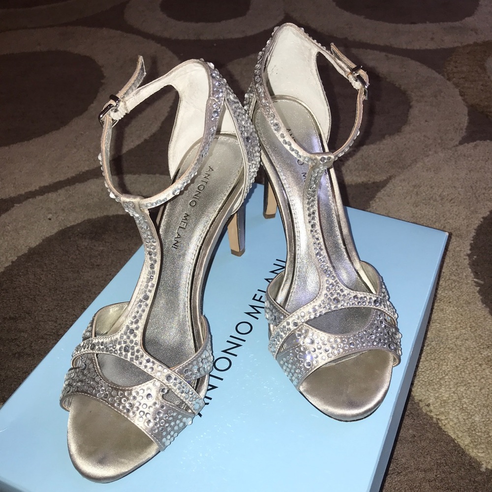 Antonio Melani Silver Jeweled Heels
